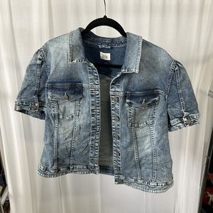 Wash Lab Denim Puff Sleeve Denim Jacket in Petal Blue